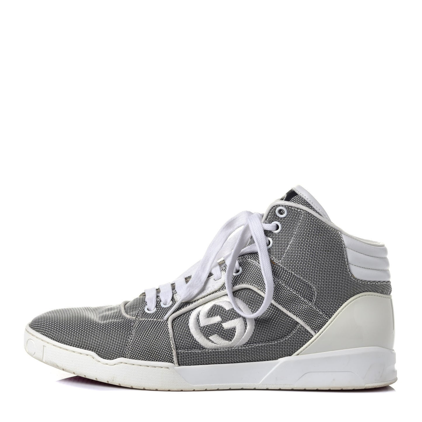 Baling Fabric Nappa Moorea Interlocking G Mens High Top Sneakers 9 Great White White