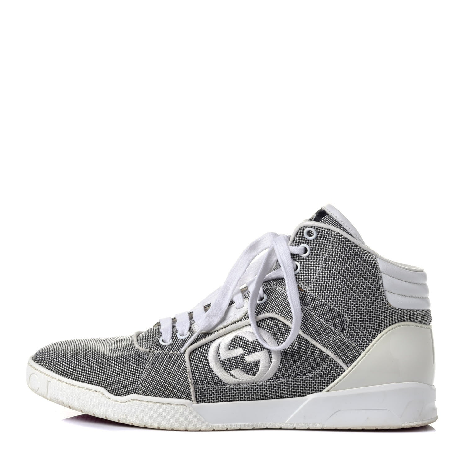 Gucci Baling Fabric Nappa Moorea Interlocking G Mens High Top Sneakers 9 Great White White 1 of 10