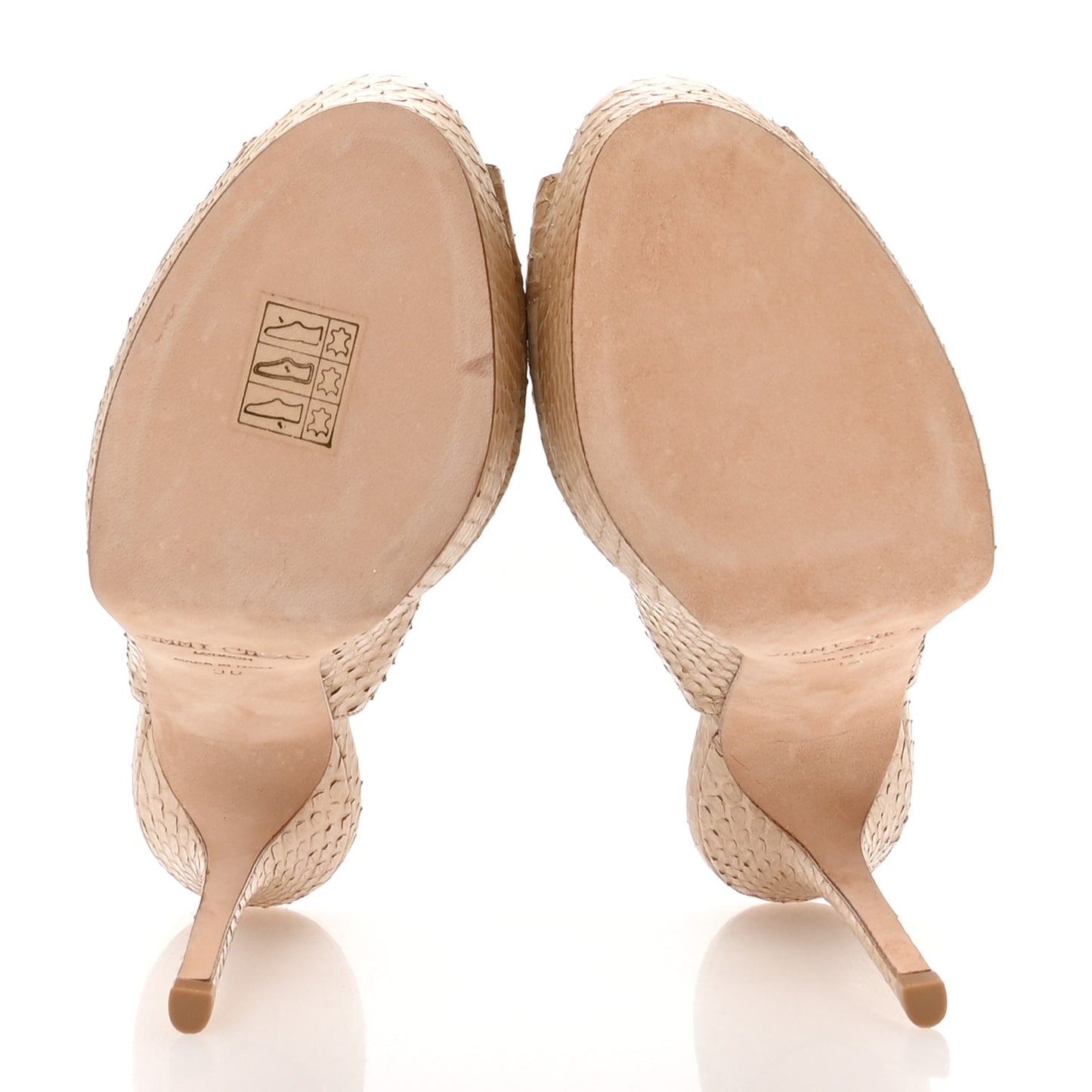 Snakeskin Slingback Platform Sandals 36 Natural