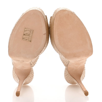 Jimmy Choo Snakeskin Slingback Platform Sandals 36 Natural 6 of 8