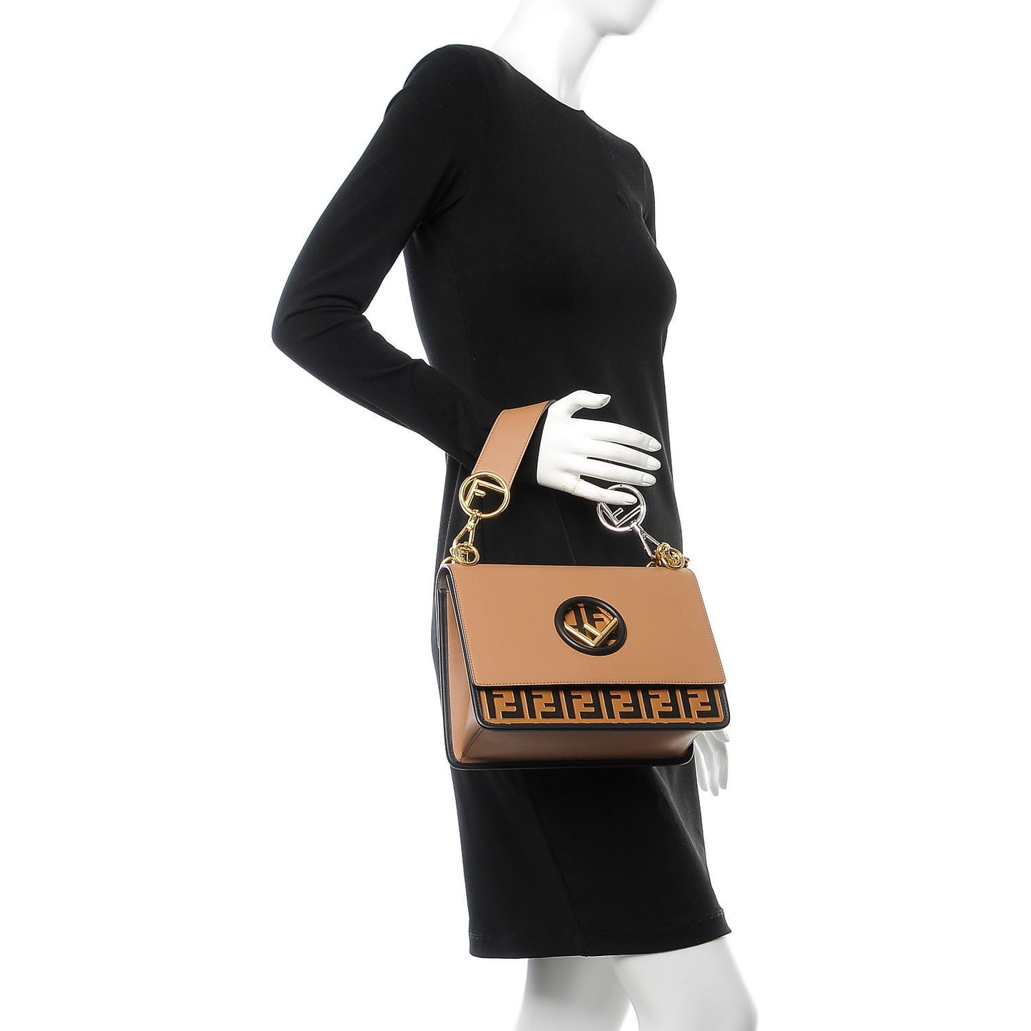 Vitello Century F is Fendi FF Embossed Kan I Shoulder Bag Orzo Tobacco