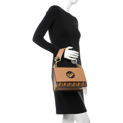 Fendi Vitello Century F is Fendi FF Embossed Kan I Shoulder Bag Orzo Tobacco 3 of 9