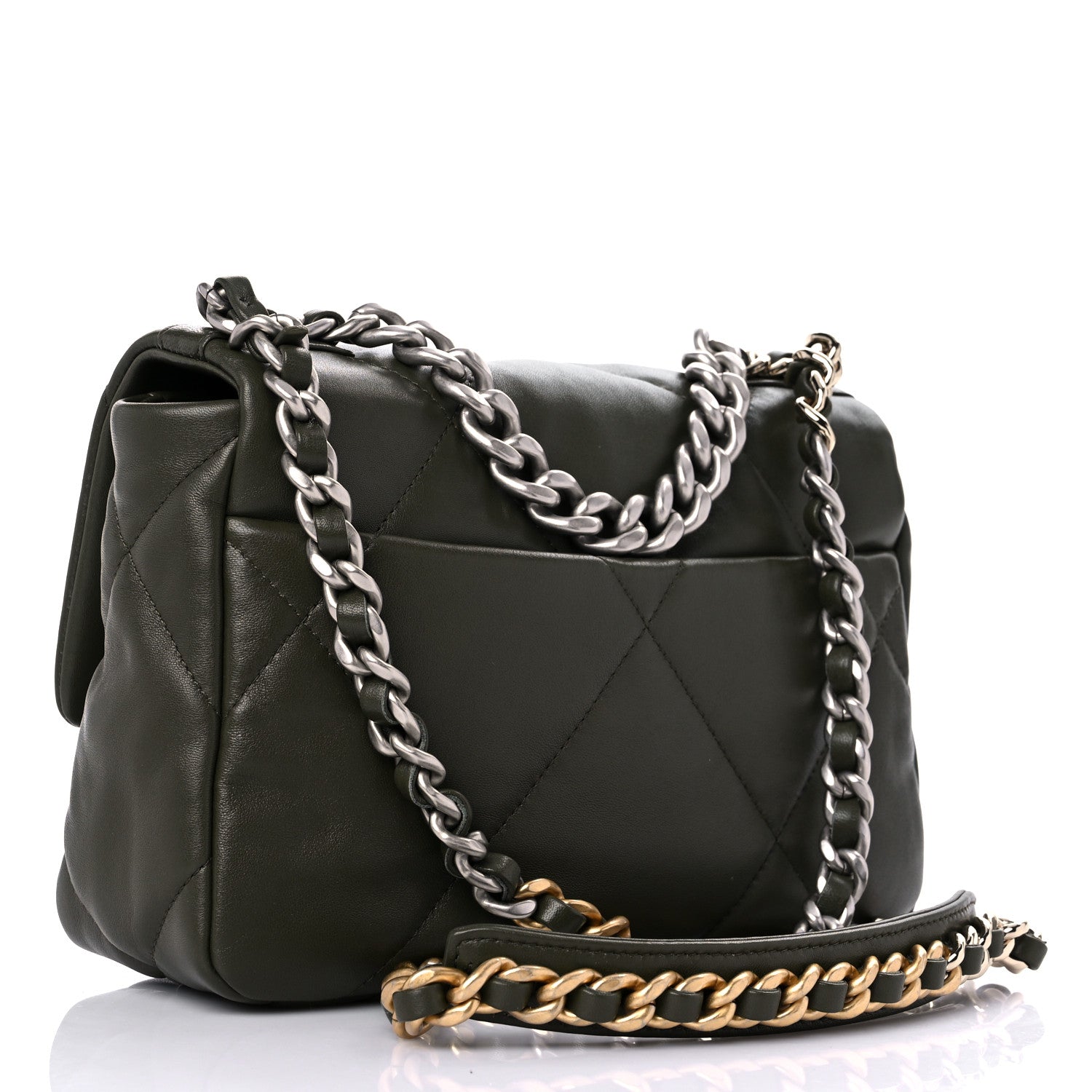 Chanel Lambskin Quilted Medium Chanel 19 Flap Khaki 3 of 10