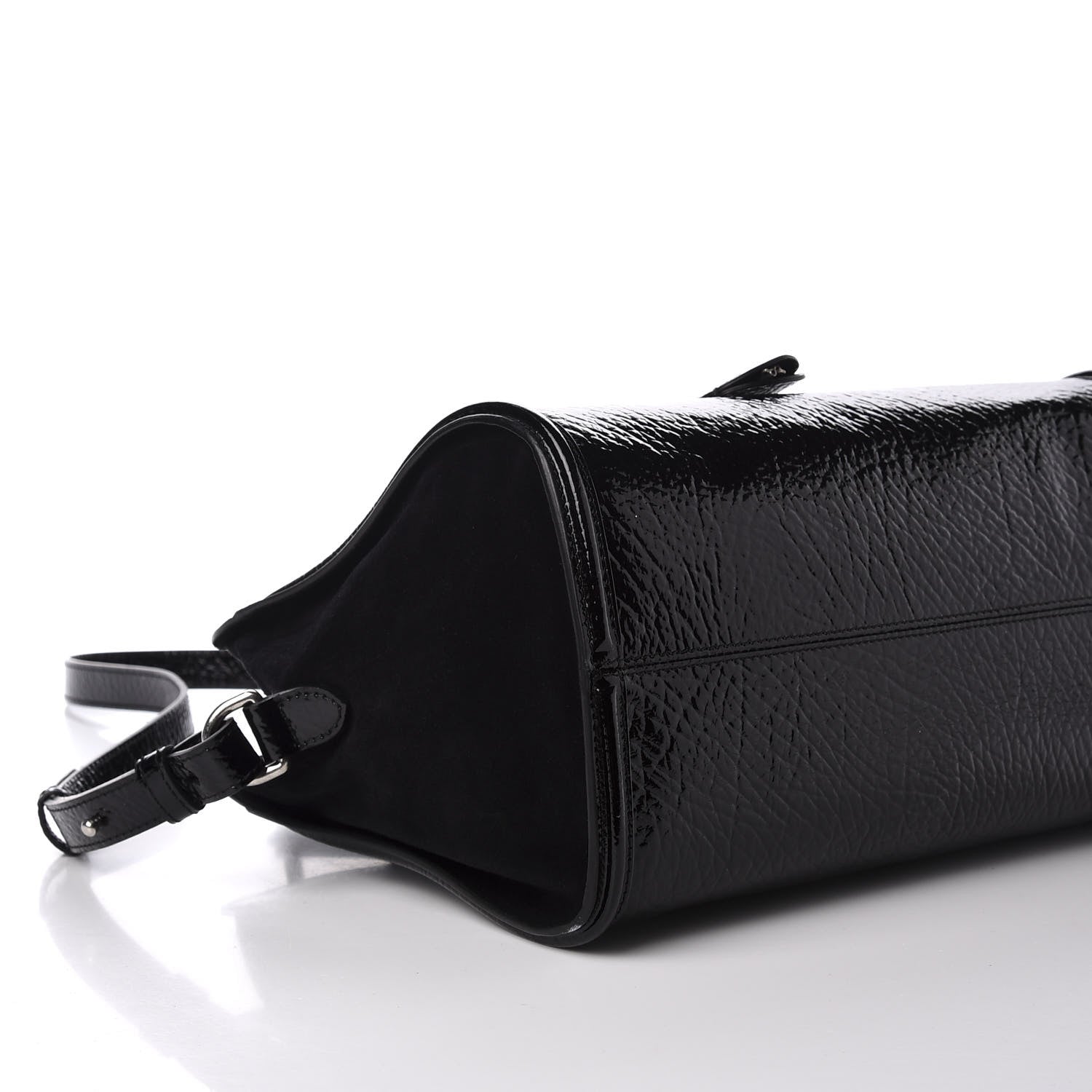 Alexander McQueen Patent Small Eyelet Padlock Skull Tote Black 5 of 11