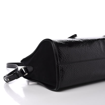 Alexander McQueen Patent Small Eyelet Padlock Skull Tote Black 5 of 11