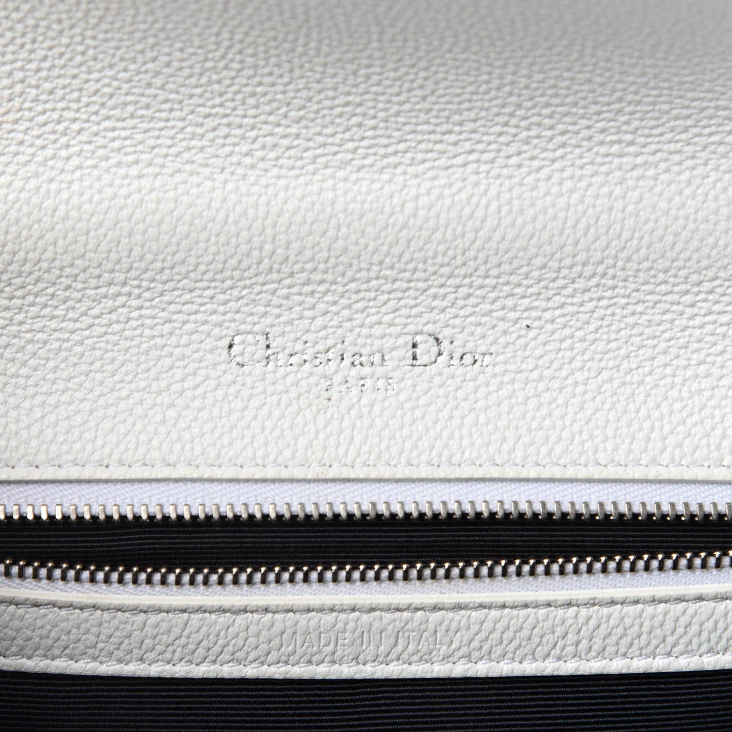 Grained Calfskin Small Diorama Flap Bag White
