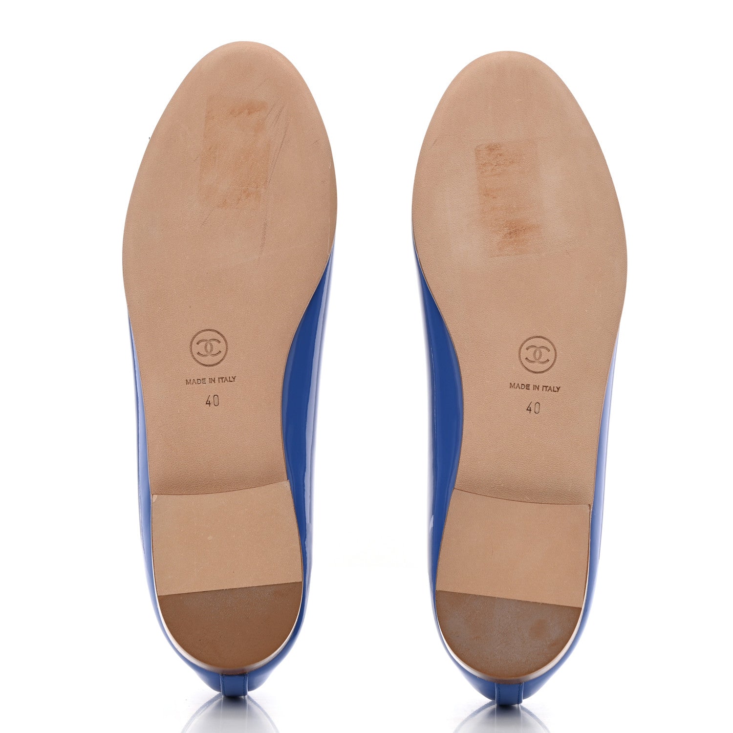 Chanel Patent Calfskin CC Cap Toe Ballerina Flats 40 Blue 5 of 9
