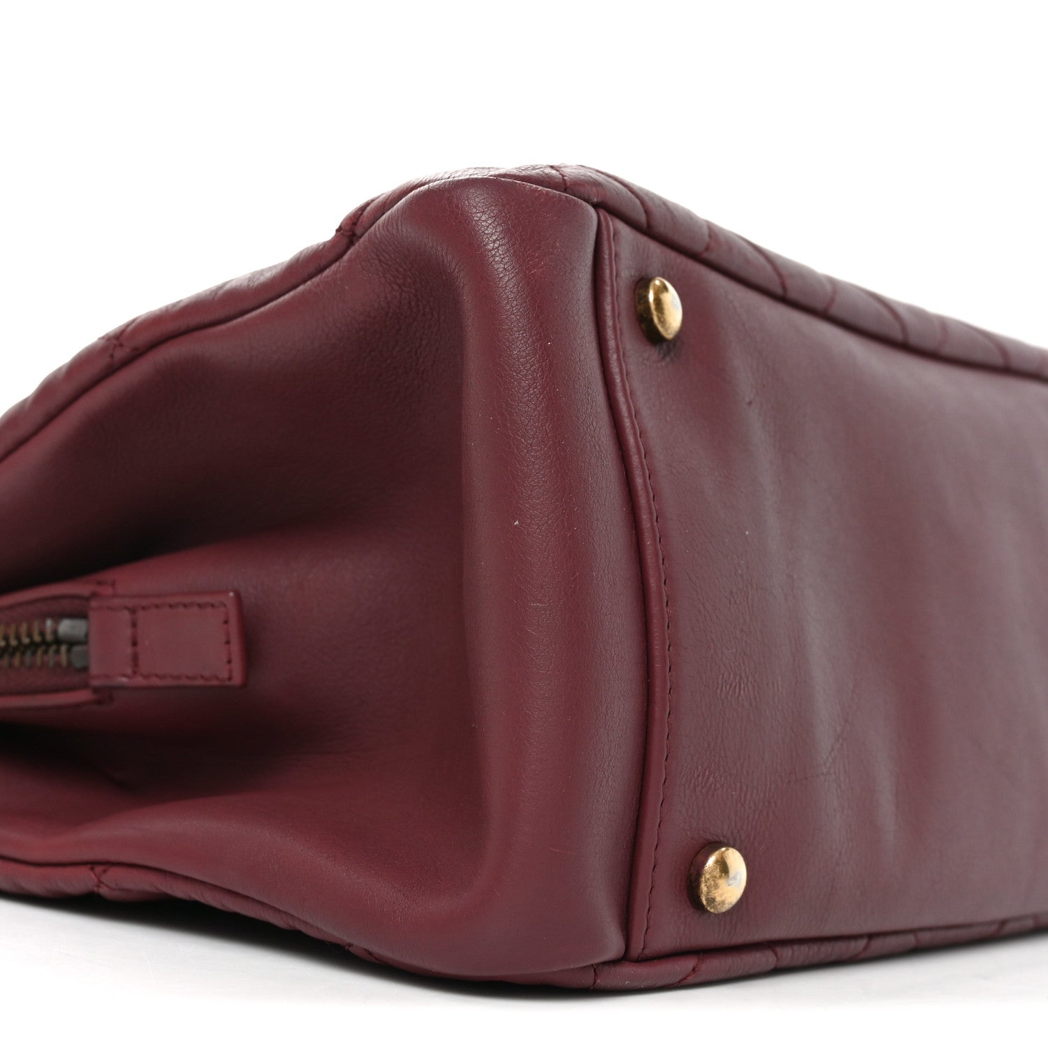 Chanel Calfskin Quilted Small CC Crown Tote Burgundy 9 of 10