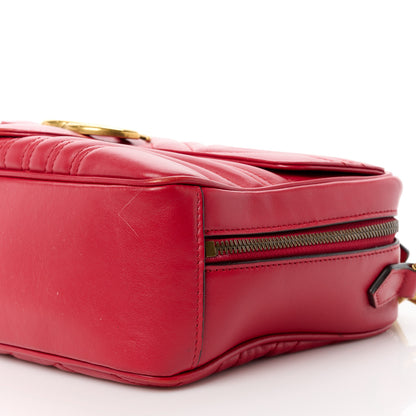 Gucci Calfskin Matelasse Sylvie Web Small GG Marmont Top Handle Shoulder Bag Hibiscus Red 12 of 12