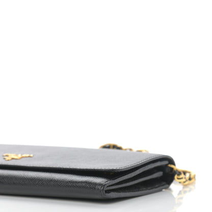 Prada Saffiano Metal Oro Chain Wallet Black 10 of 12