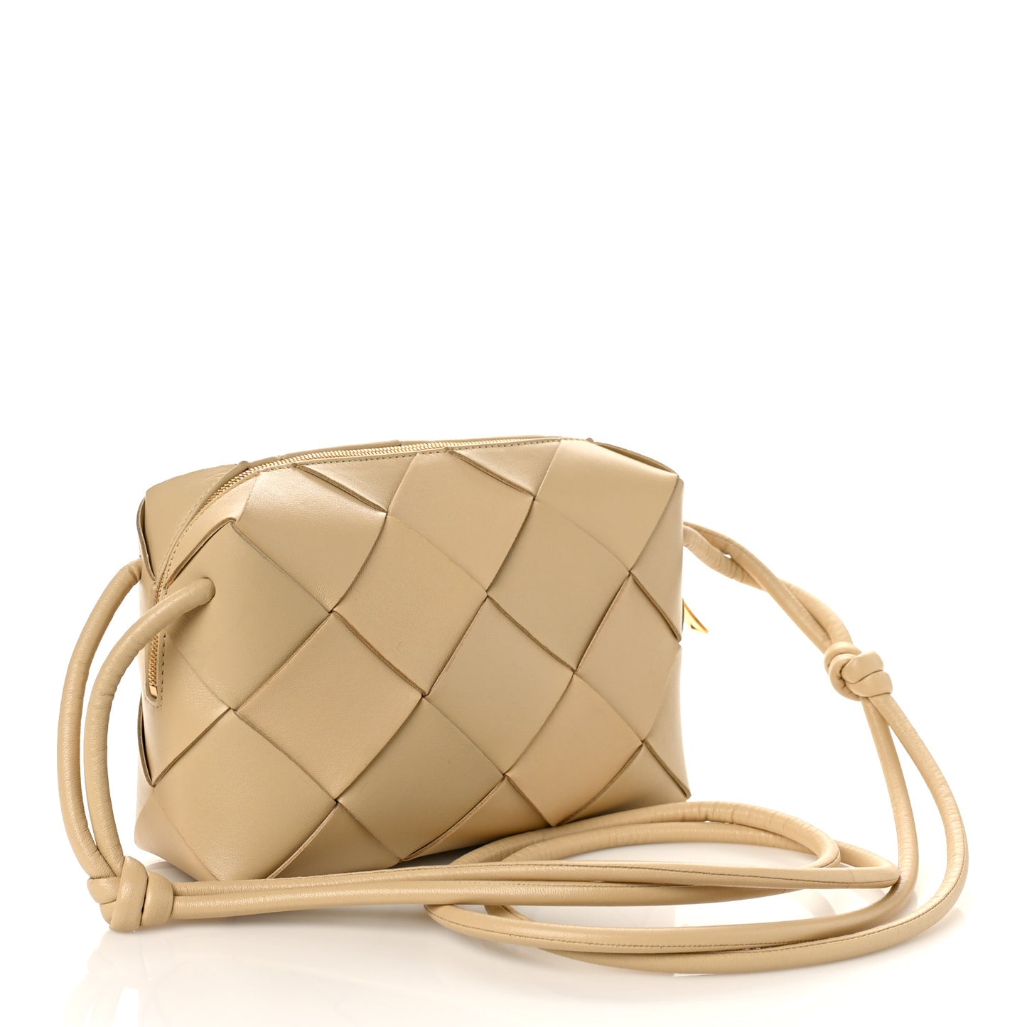 Lambskin Maxi Intrecciato Small Cassette Camera Bag Porridge