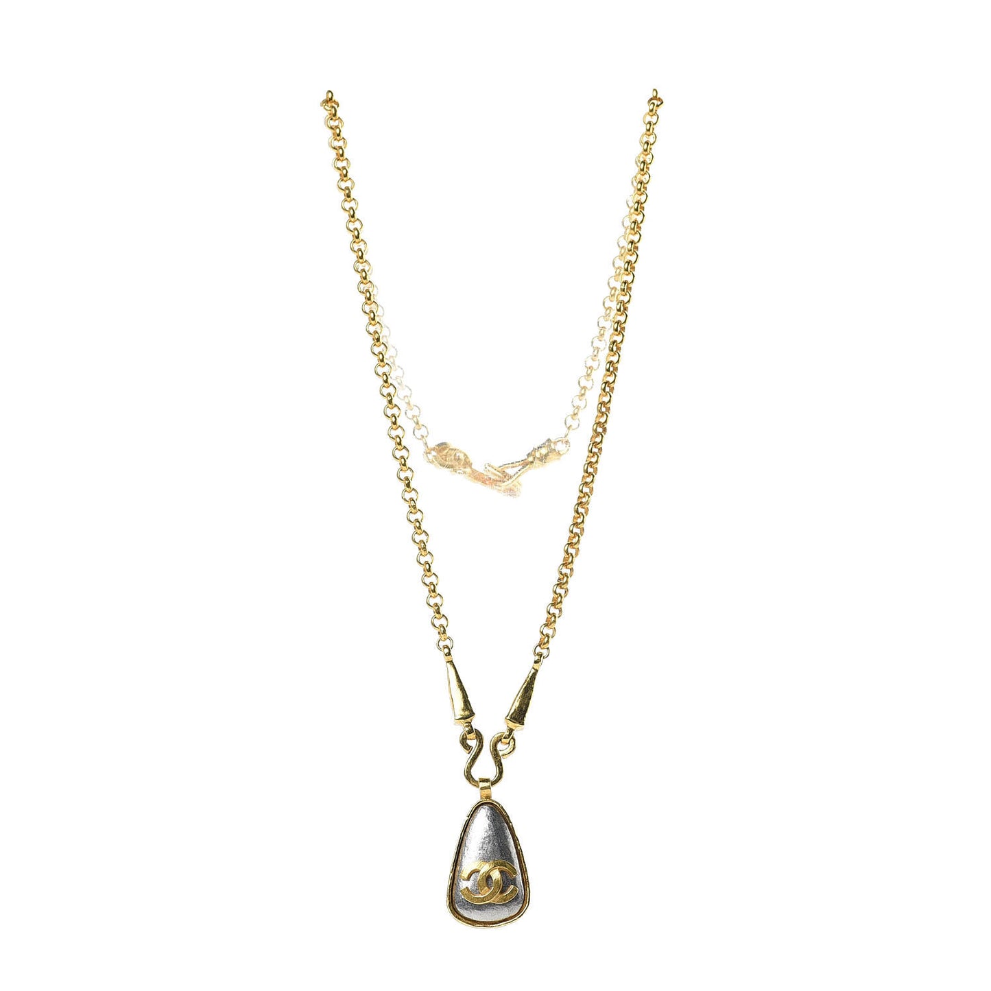 CC Pendant Chain Necklace Gold