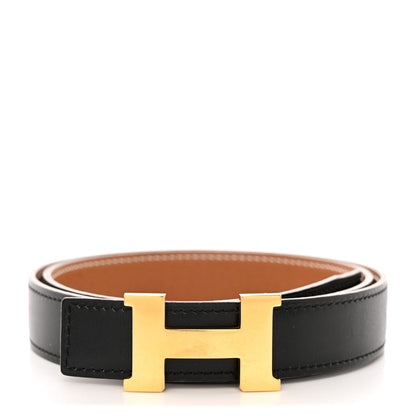 Hermes Box Courchevel 32mm Constance H Belt 75 75 30 Black Gold 1 of 9