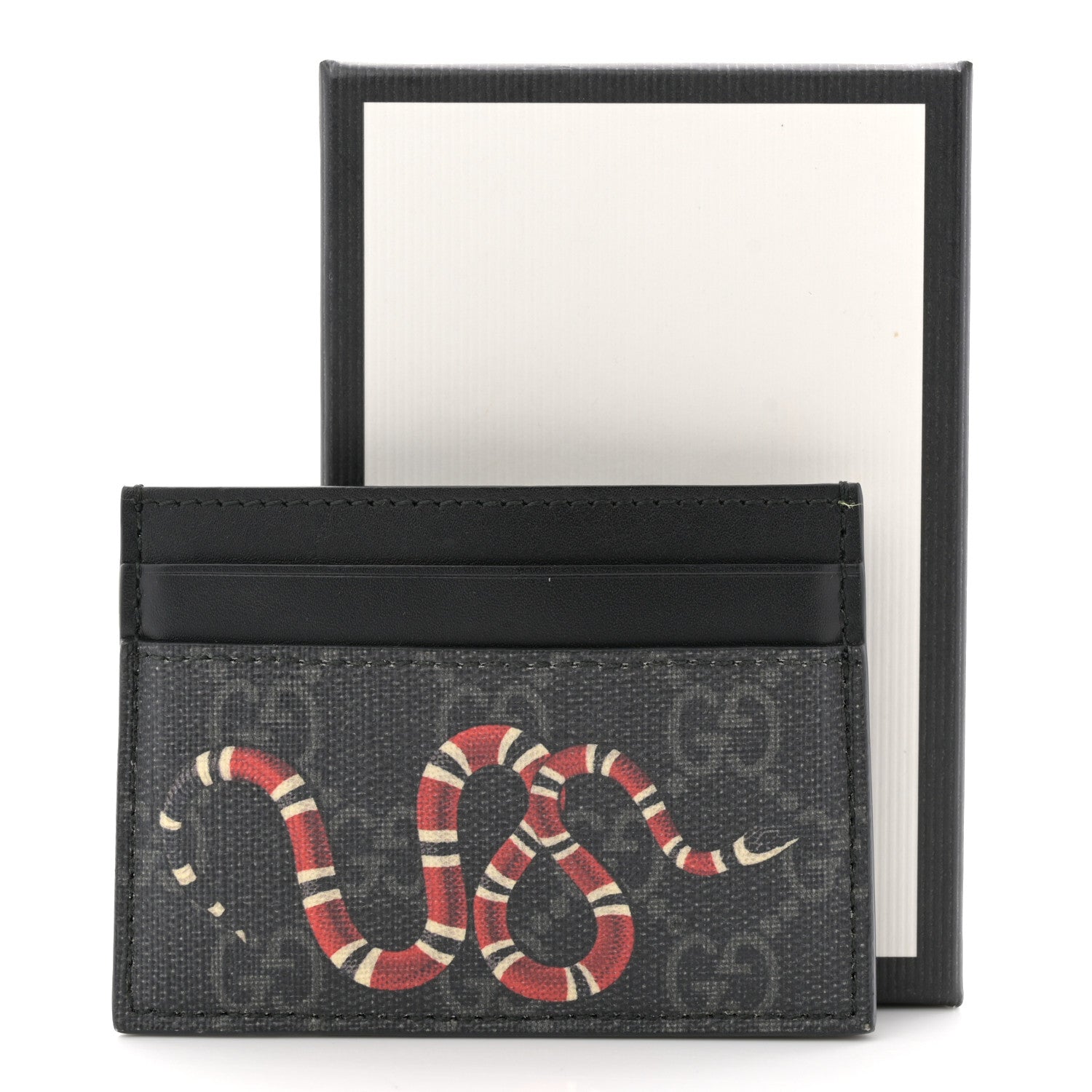 Gucci GG Supreme Monogram Kingsnake Card Holder Black Grey 7 of 7