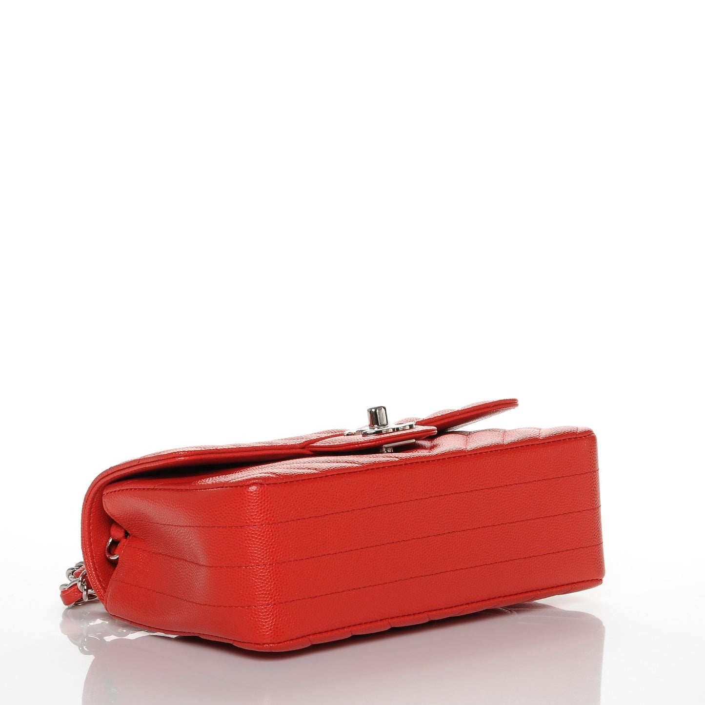 Caviar Chevron Quilted Mini Rectangular Flap Red