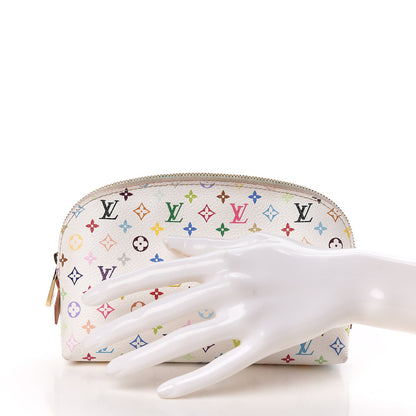Louis Vuitton Monogram Multicolor Cosmetic Pouch White Litchi 2 of 13