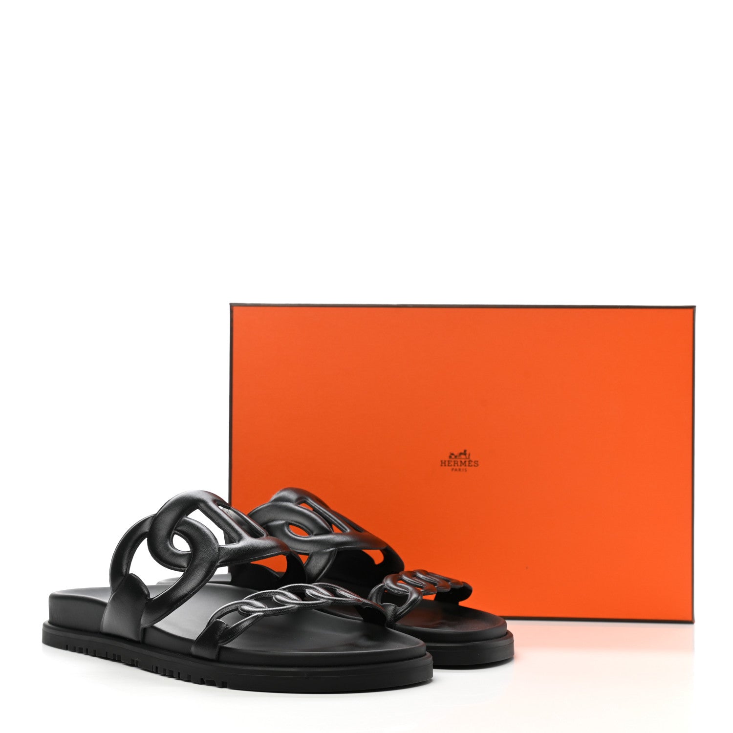 Hermes Nappa Extra Sandals 39 Black 9 of 9