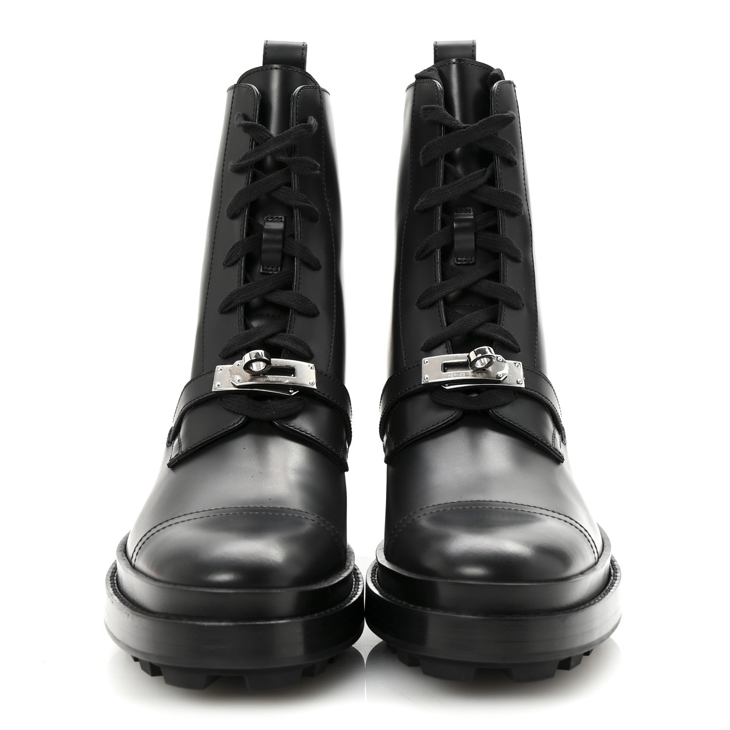 Hermes Glossed Calfskin Funk Ankle Boots 38.5 Black 3 of 9