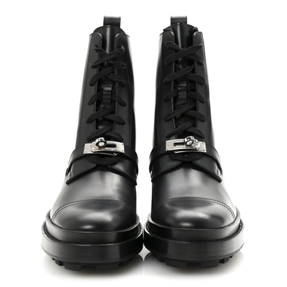 Hermes Glossed Calfskin Funk Ankle Boots 38.5 Black 3 of 9