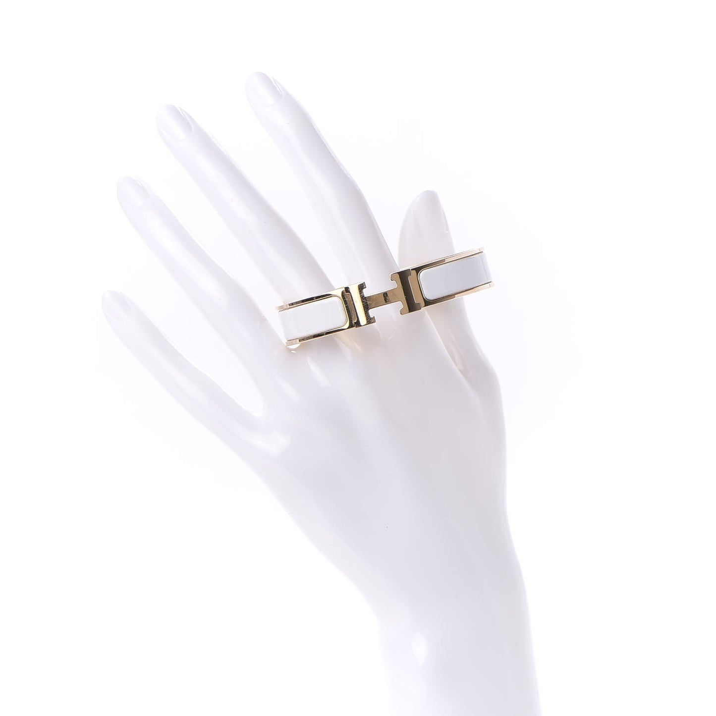 Enamel Narrow Clic Clac H Bracelet PM White