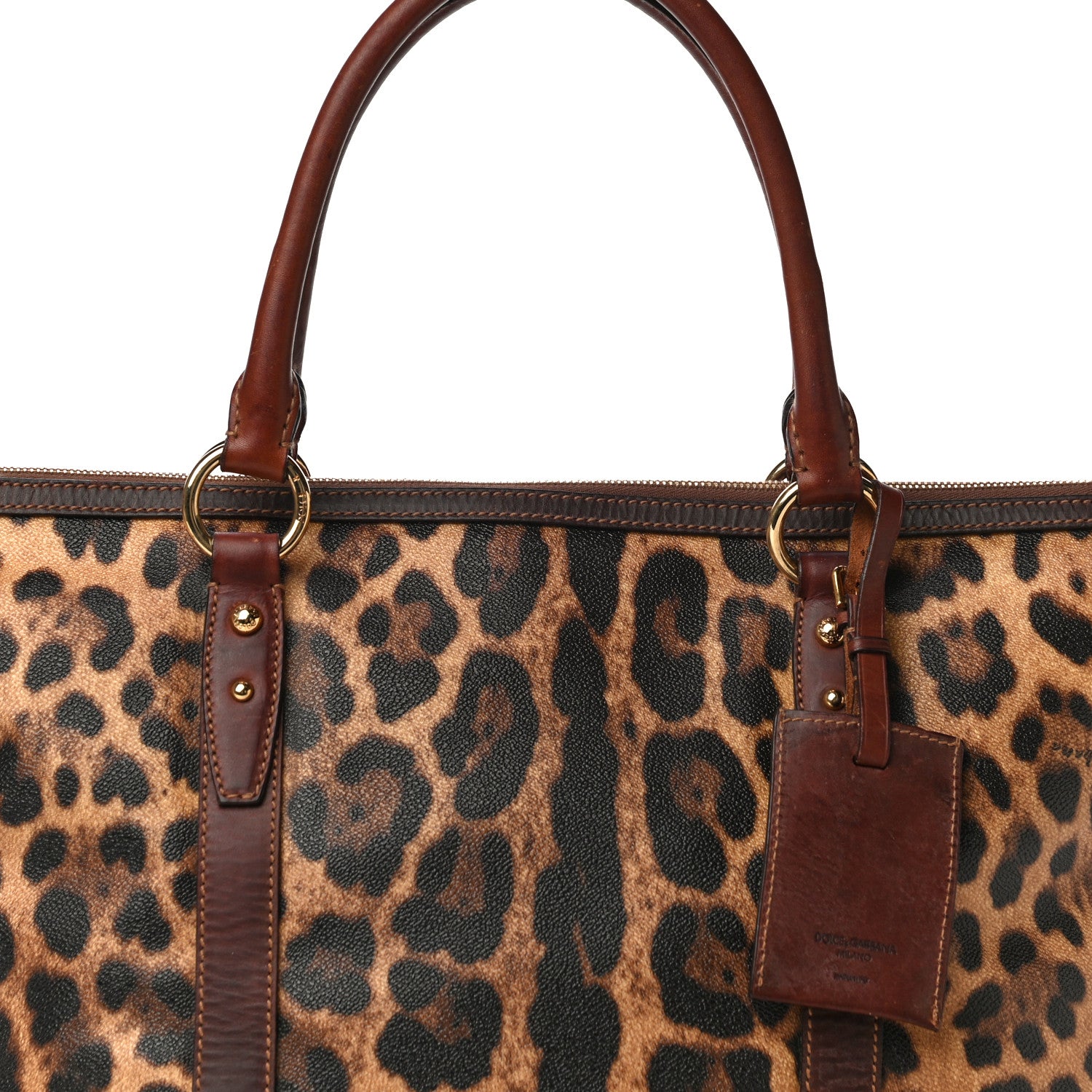 Dolce & Gabbana Coated Canvas Leopard Print Tote 6 of 15