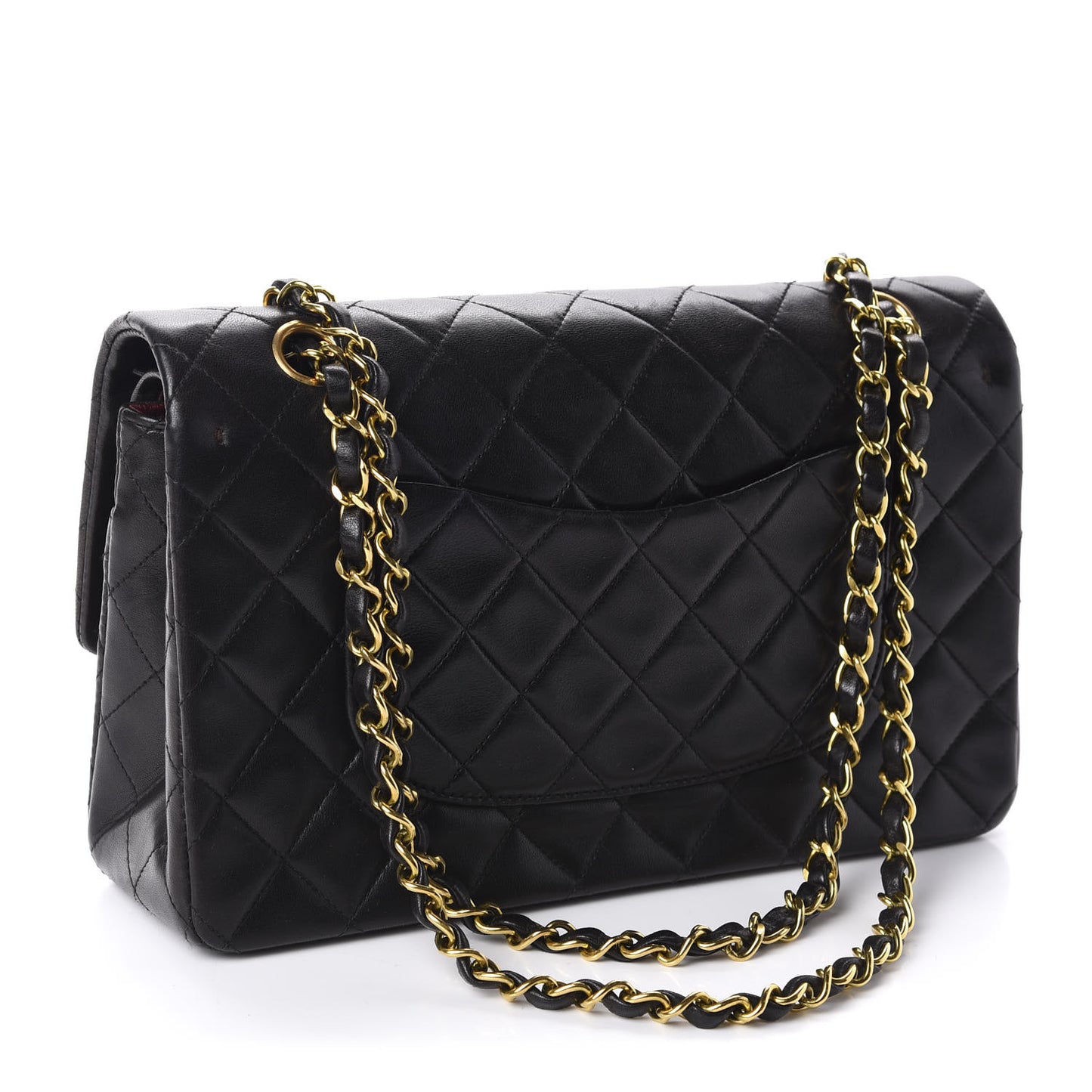 Lambskin Quilted Medium Double Flap Black