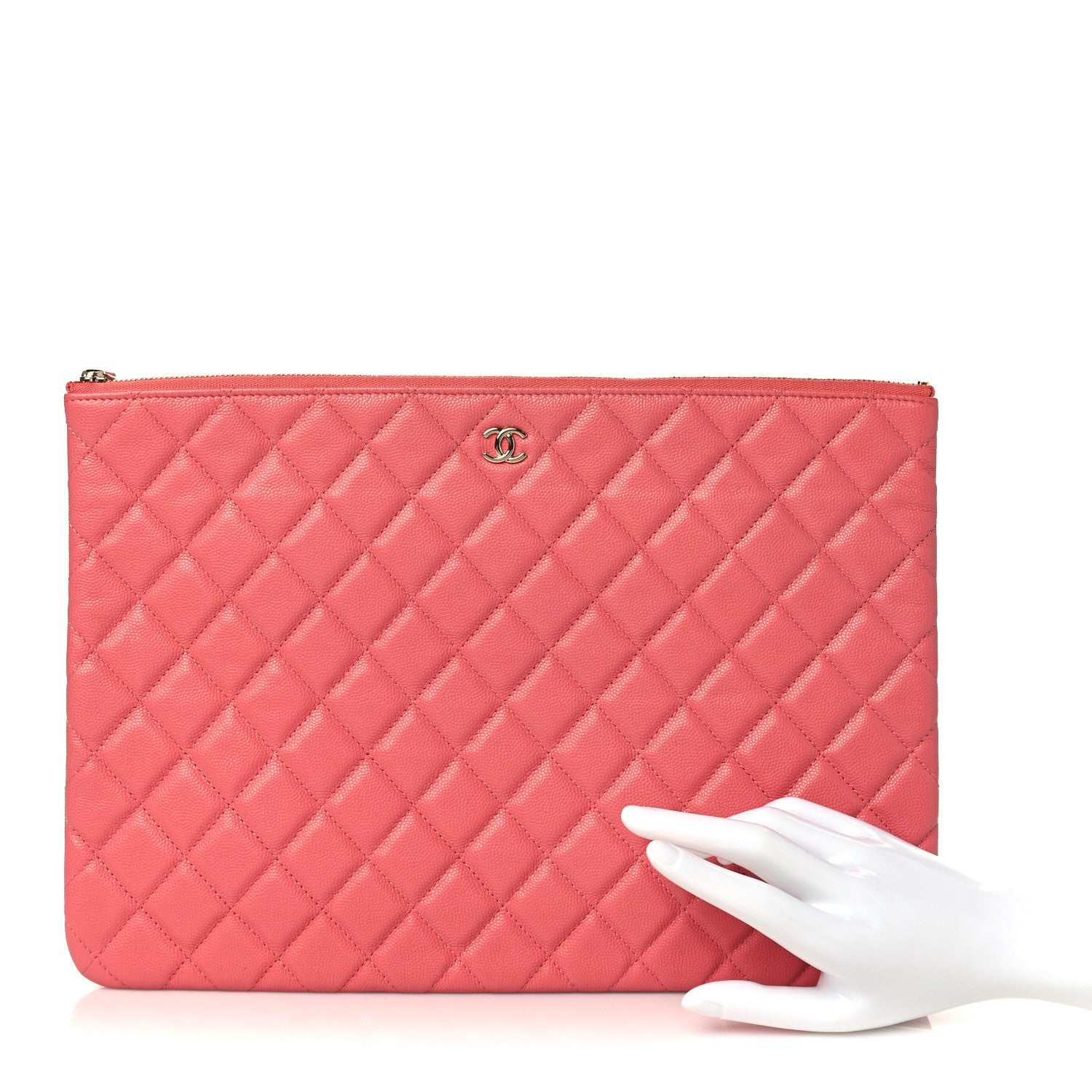 Chanel Iridescent Caviar Quilted Large Cosmetic Case Dark Pink 2 of 7