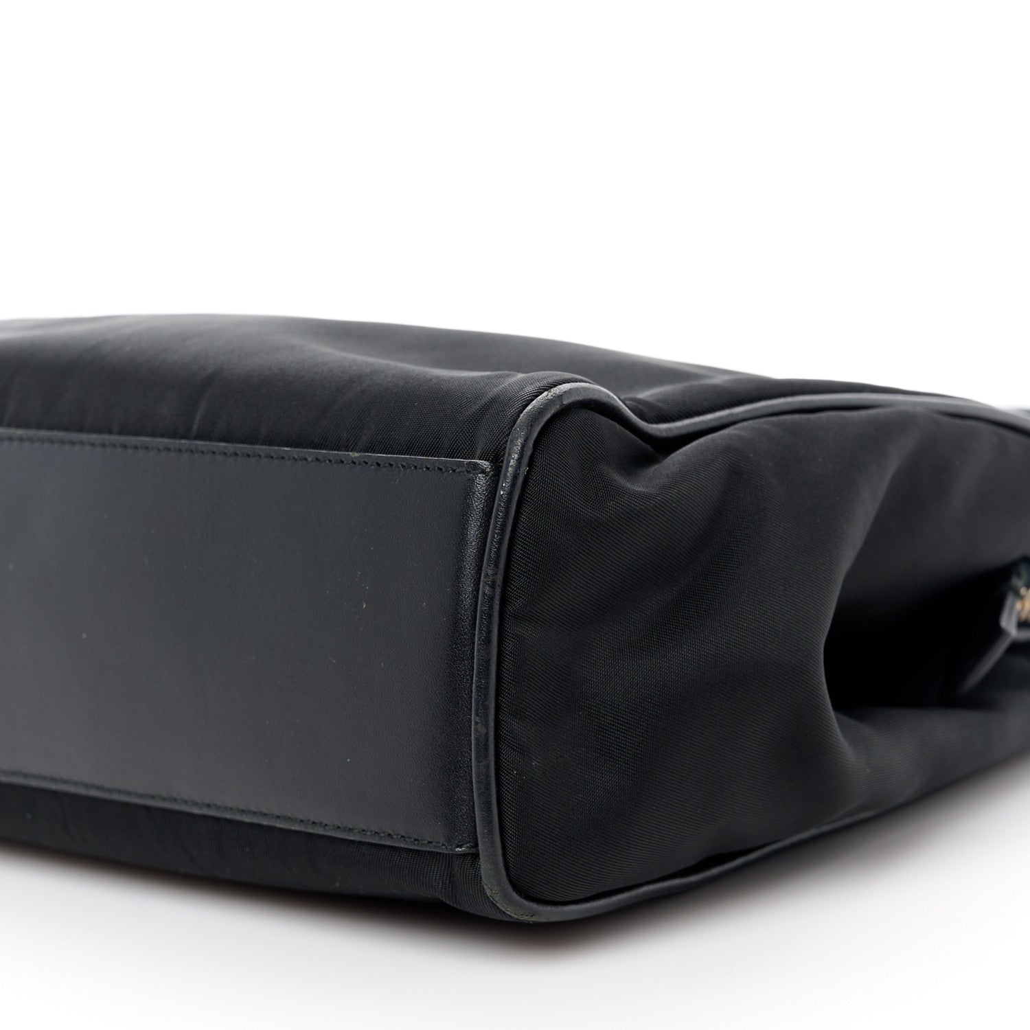 Prada Tessuto Nylon Soft Calfskin Shoulder Bag Black 10 of 11
