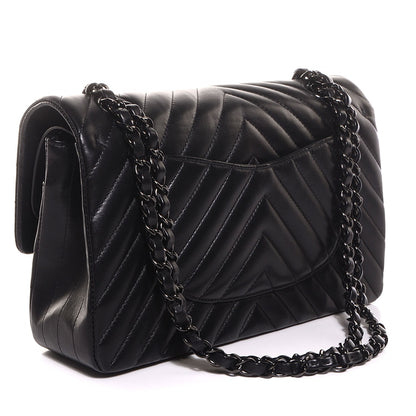Chanel Lambskin Chevron Medium Double Flap So Black 3 of 9