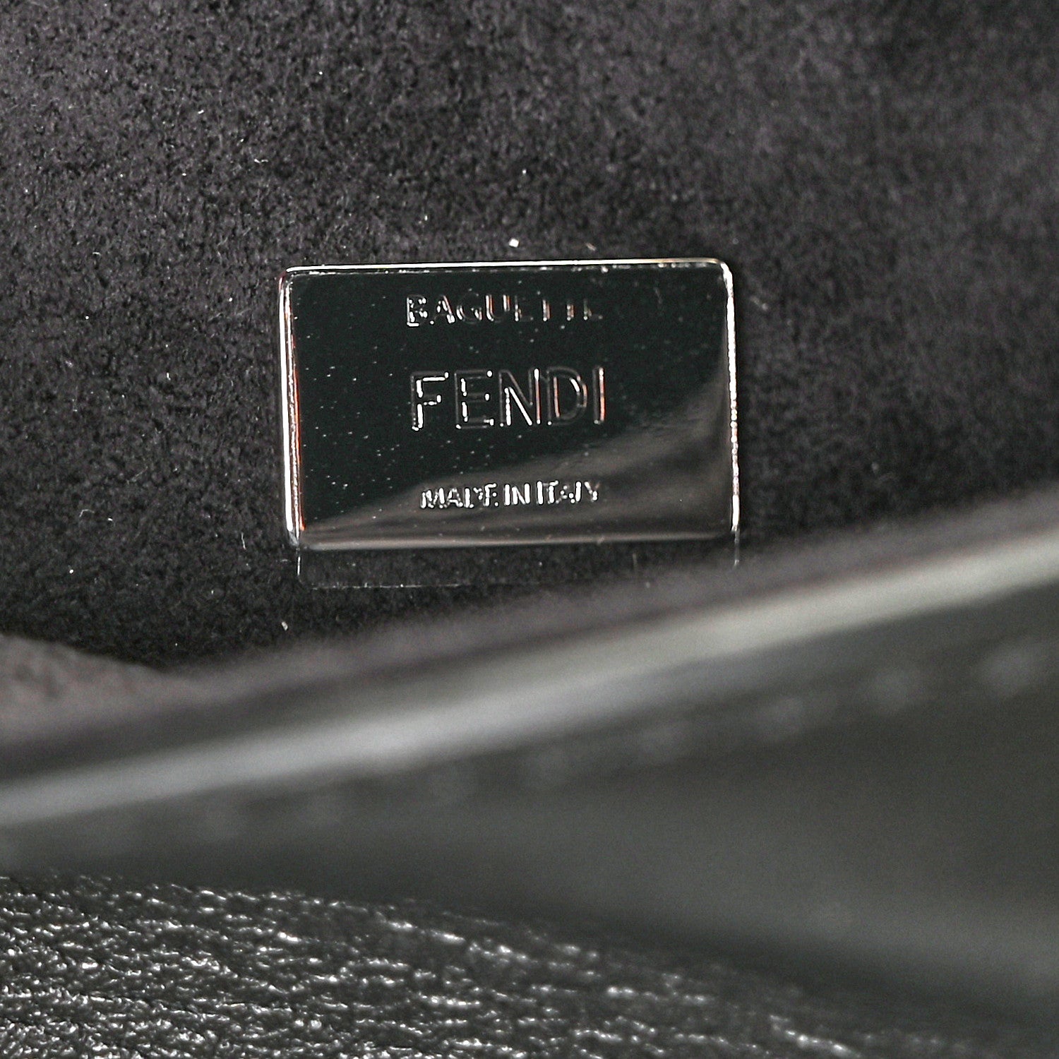 Fendi Calfskin Elaphe Crocodile Monster Studded Micro Double Baguette Black Grigio Polvere 9 of 13