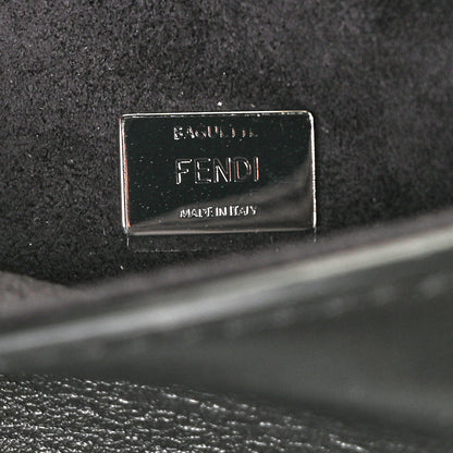 Fendi Calfskin Elaphe Crocodile Monster Studded Micro Double Baguette Black Grigio Polvere 9 of 13