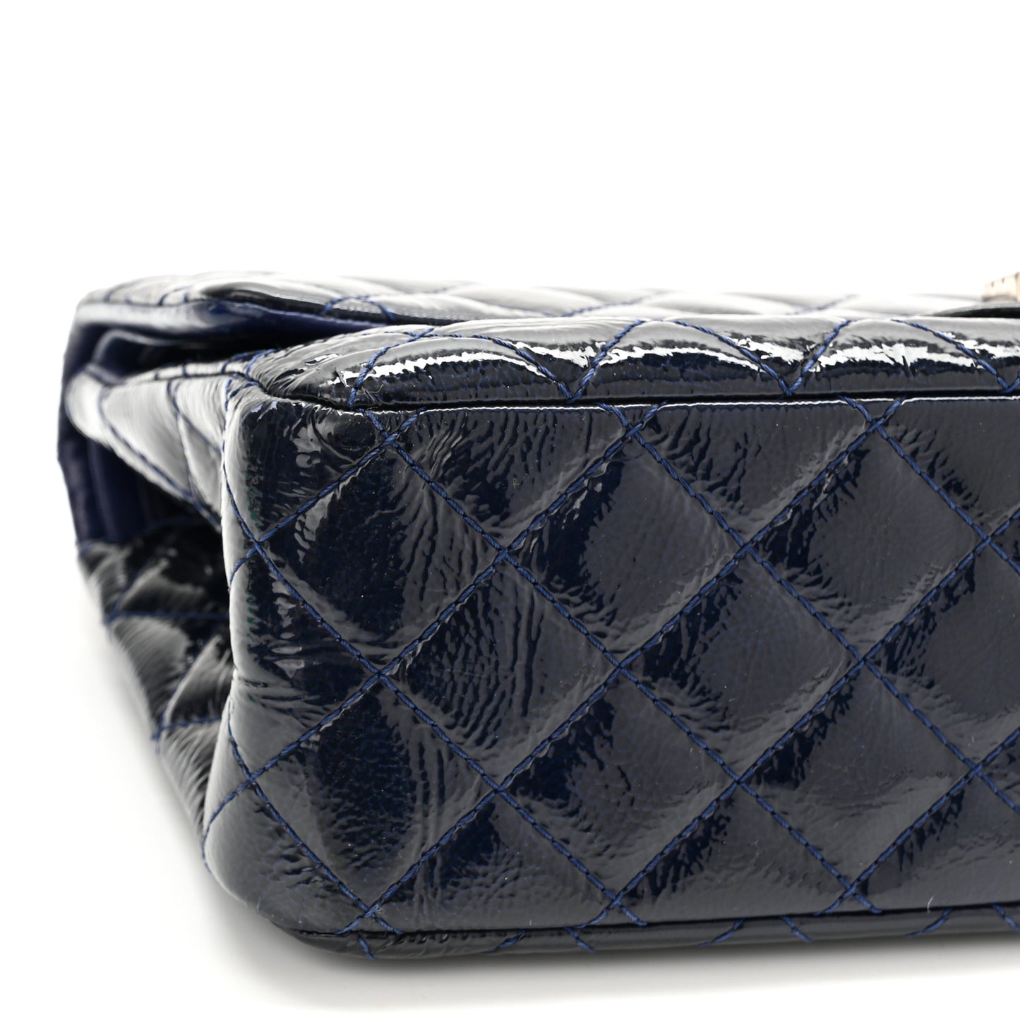 Distressed Patent Quilted 2.55 Reissue 226 Flap Navy