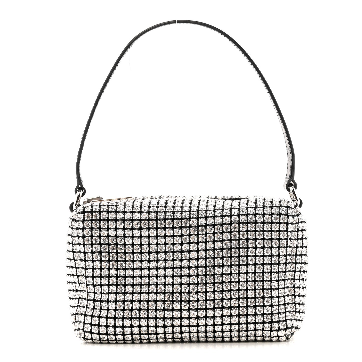 Mesh Crystal Rhinestone Mini Heiress Pouch Black Silver
