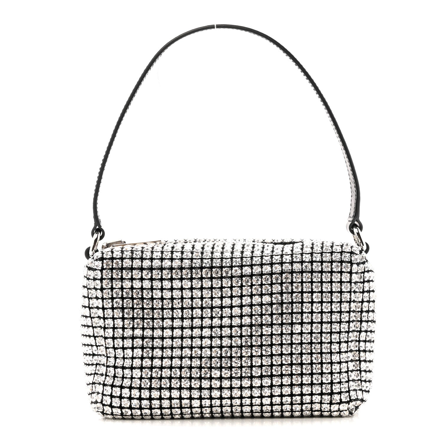Alexander Wang Mesh Crystal Rhinestone Mini Heiress Pouch Black Silver 1 of 12