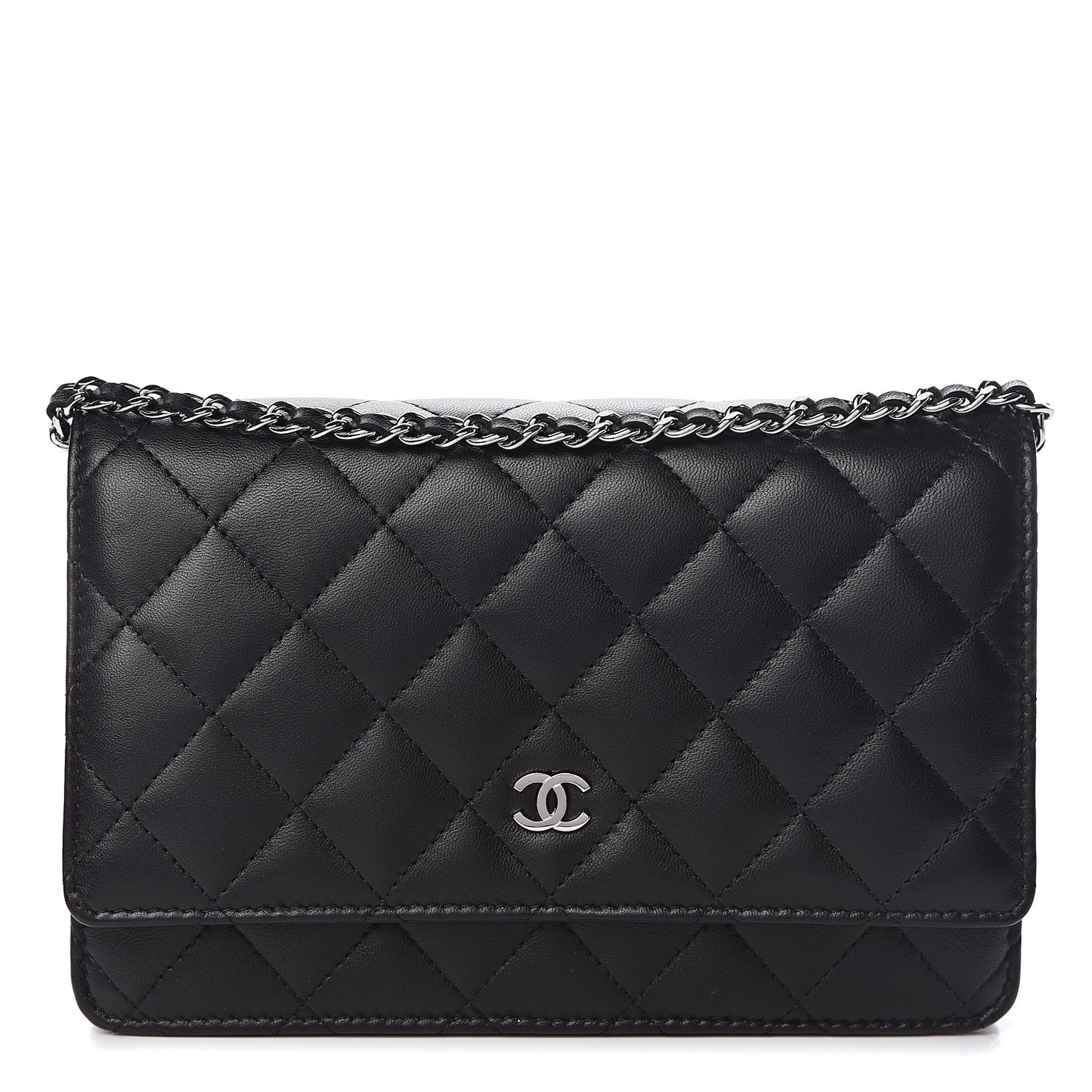 Lambskin Quilted Wallet On Chain WOC Black