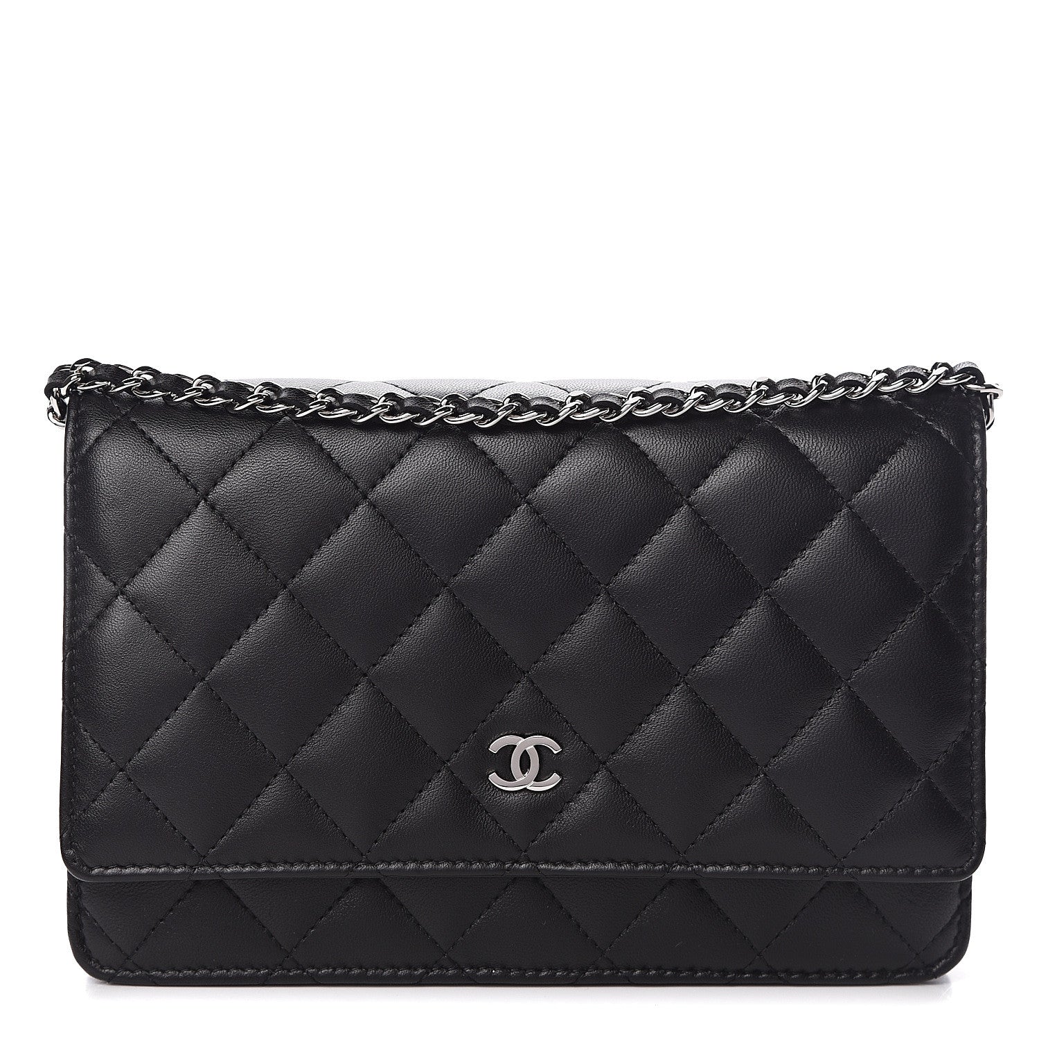 Chanel Lambskin Quilted Wallet On Chain WOC Black 1 of 11
