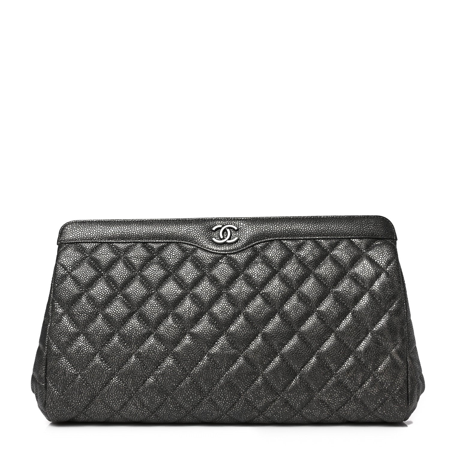 Chanel Metallic Caviar Quilted Clutch Dark Silver 1 of 7