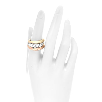 David Yurman Sterling Silver Bronze Brass Pure Form Three-Row Ring 54 7 4 of 8