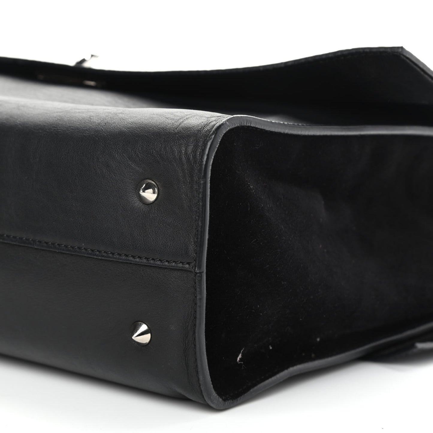 Calfskin Crocodile Embossed Medium Shark Lock Satchel Black