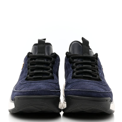Chanel Suede Calfskin Nylon Grosgrain CC Sneakers 38.5 Navy Blue 2 of 9