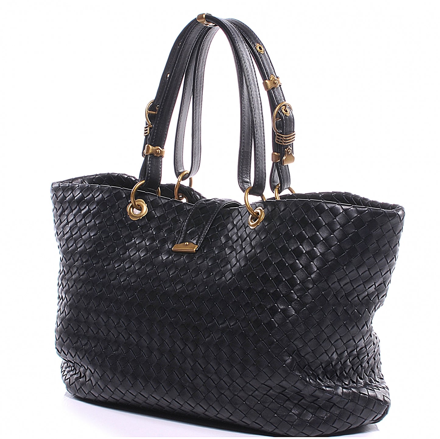 Leather Intrecciato Capri Tote Black
