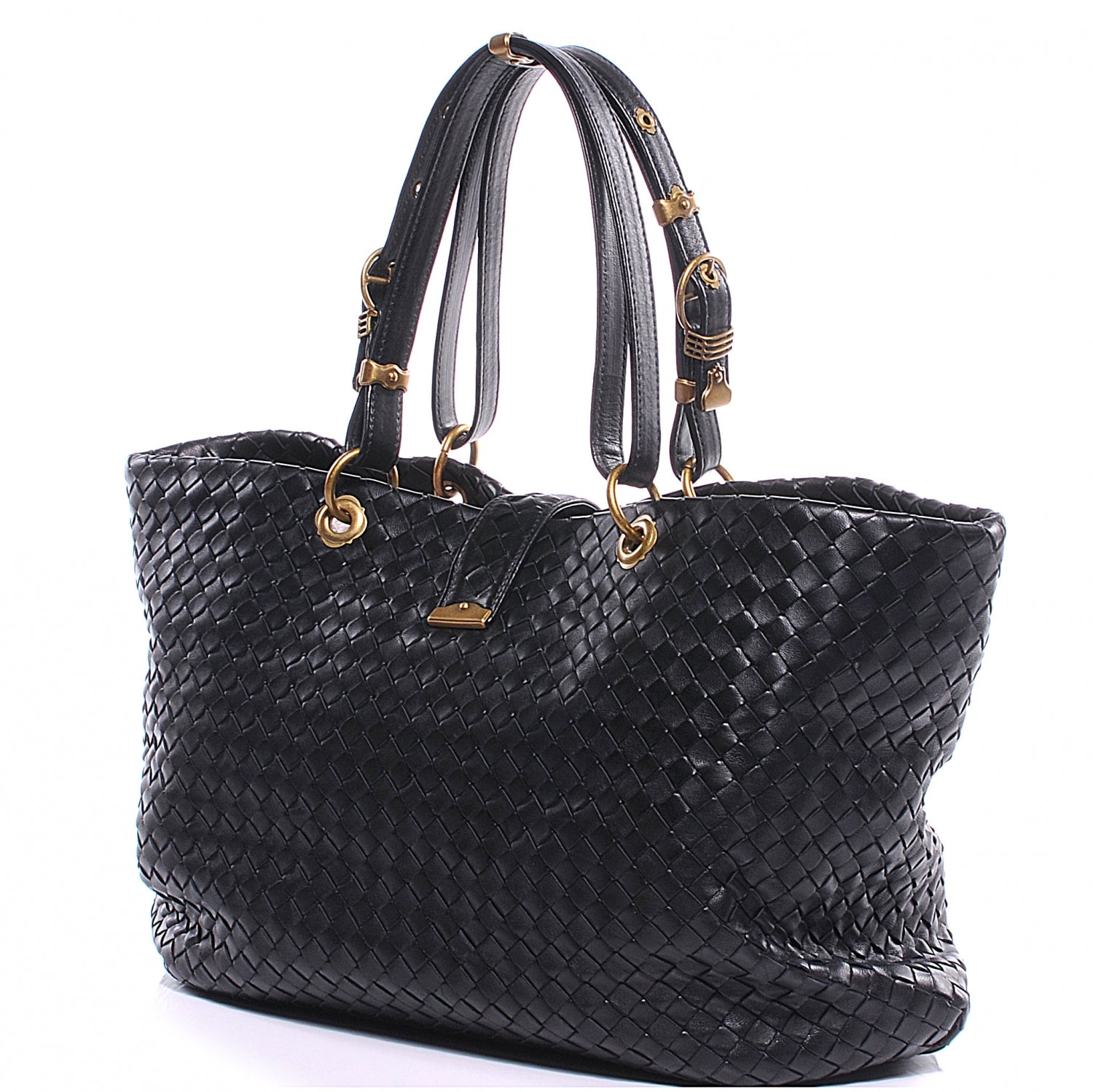 Bottega Veneta Leather Intrecciato Capri Tote Black 9 of 11
