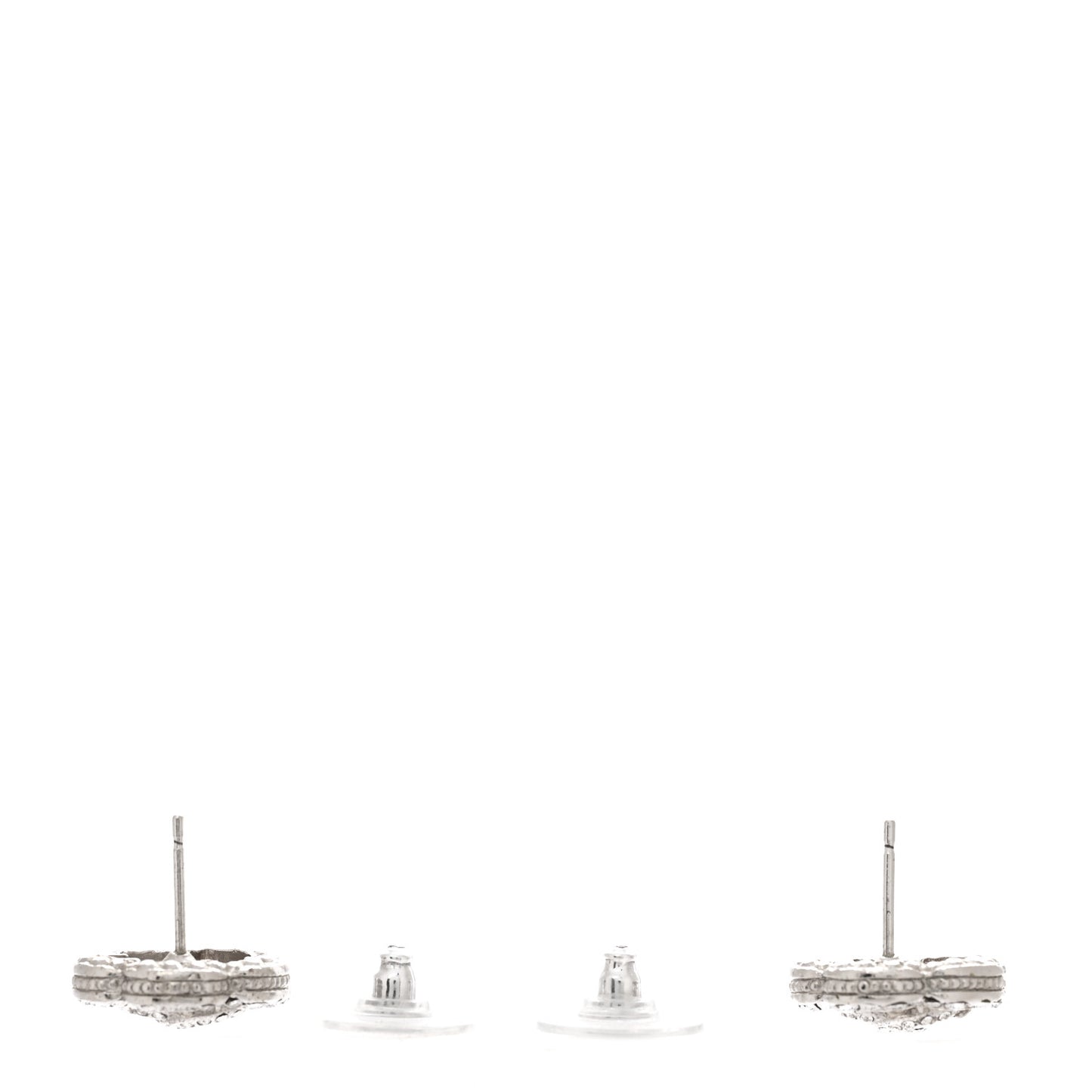 Crystal Coco Flapper Camellia CC Stud Earrings Silver