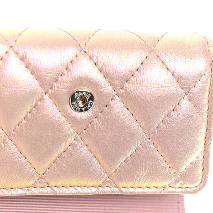 Chanel Iridescent Calfskin Quilted Classic 4 Key Holder Wallet Pink 10 of 10
