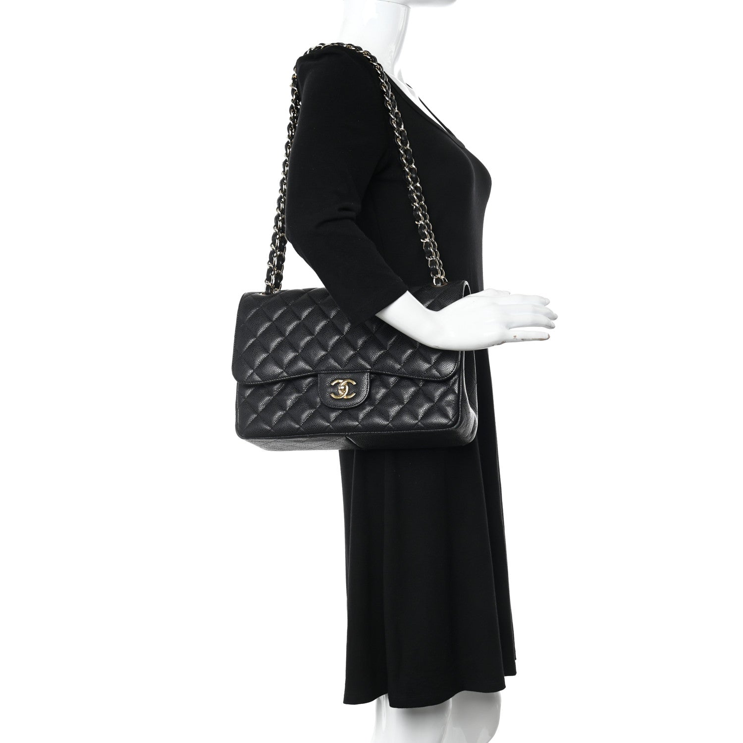 Chanel Caviar Quilted Jumbo Double Flap Black 2 of 19