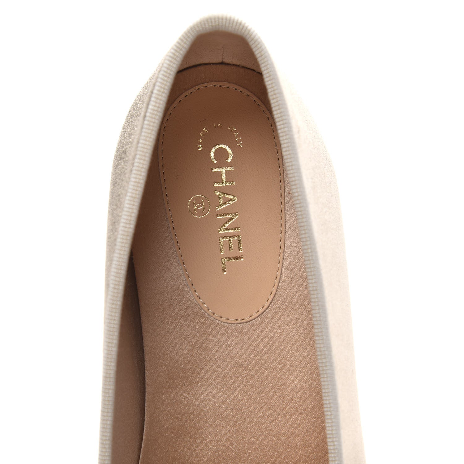 Chanel Metallic Goatskin Cap Toe CC Ballerina Flats 39 Gold 6 of 9