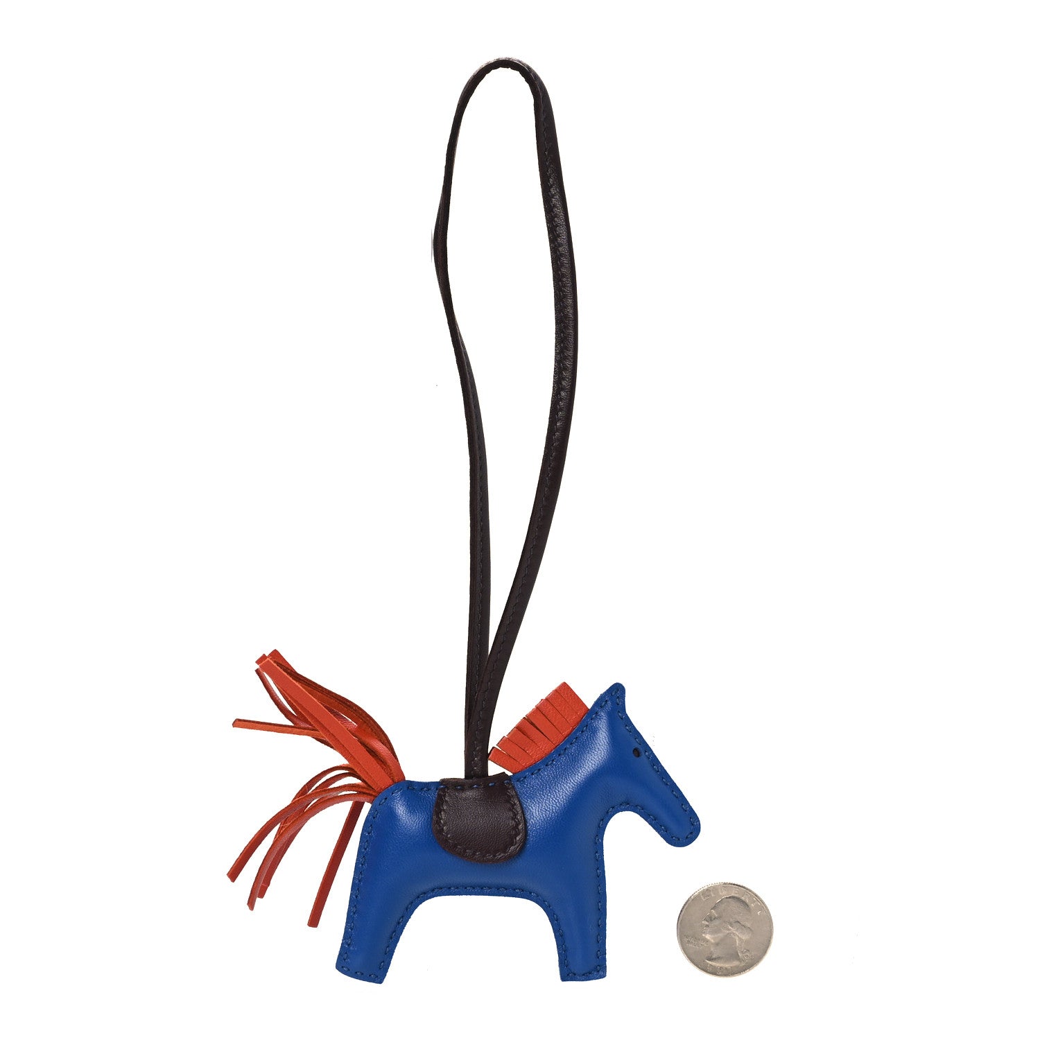 Hermes Milo Lambskin Grigri Rodeo Horse Bag Charm PM Bleu France Cornaline Rouge Sellier 2 of 4