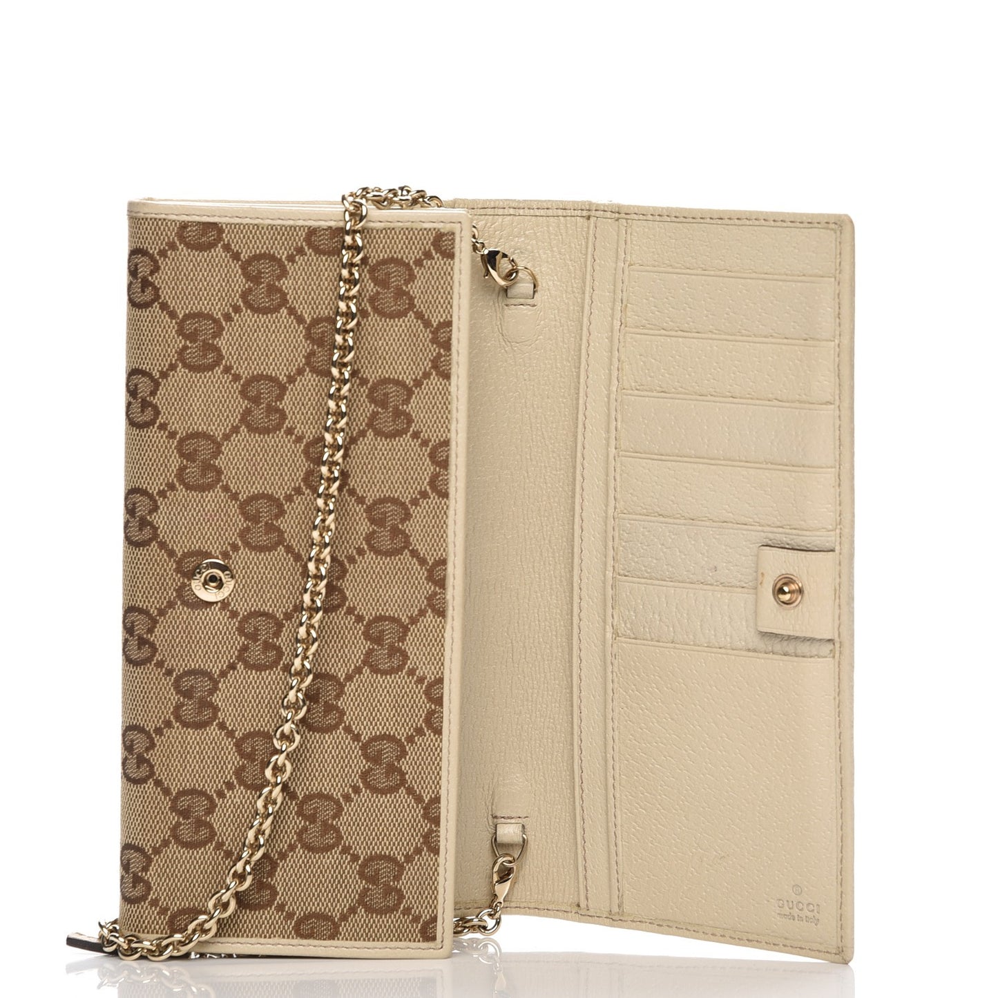 Monogram Metal Bar Chain Wallet Beige