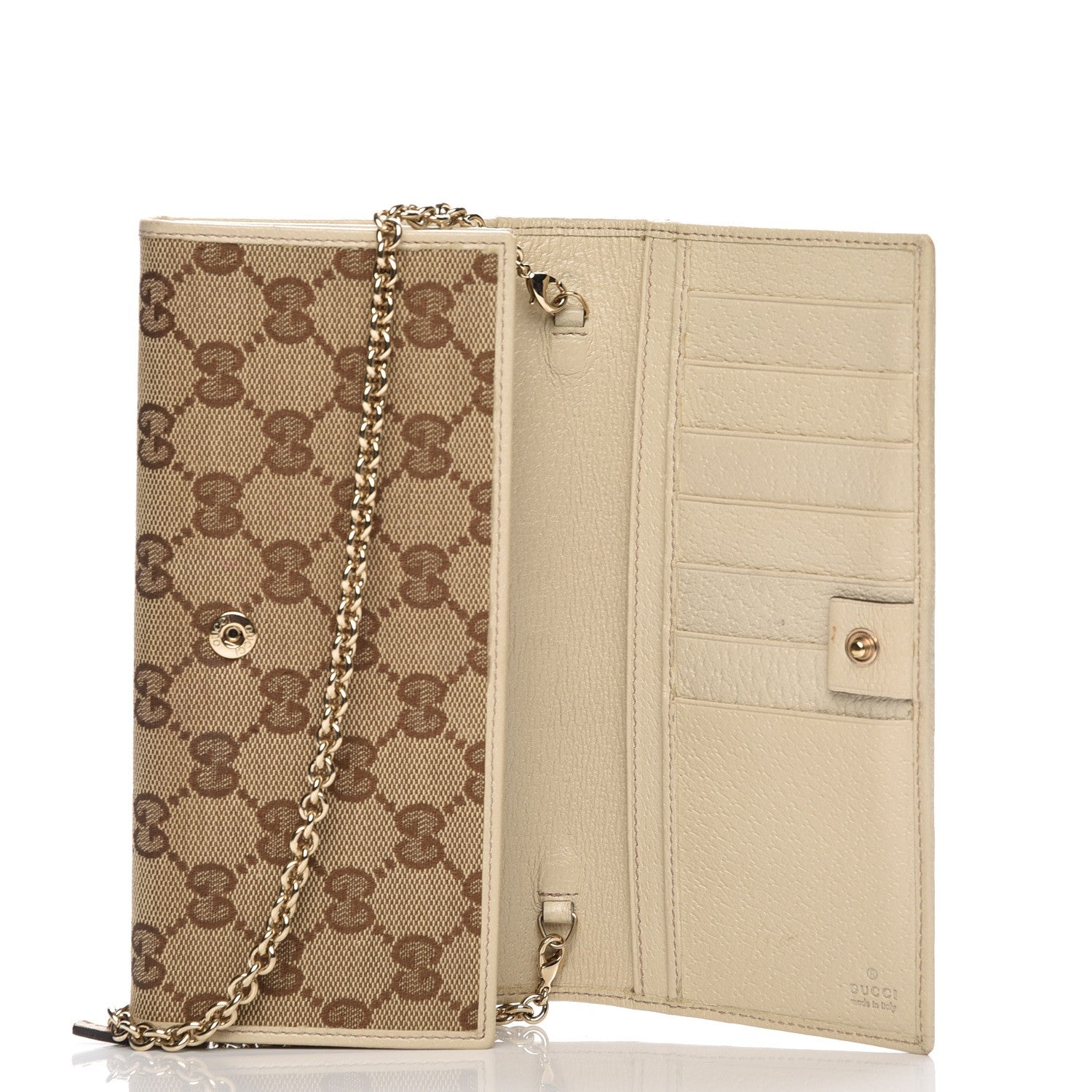 Gucci Monogram Metal Bar Chain Wallet Beige 6 of 8