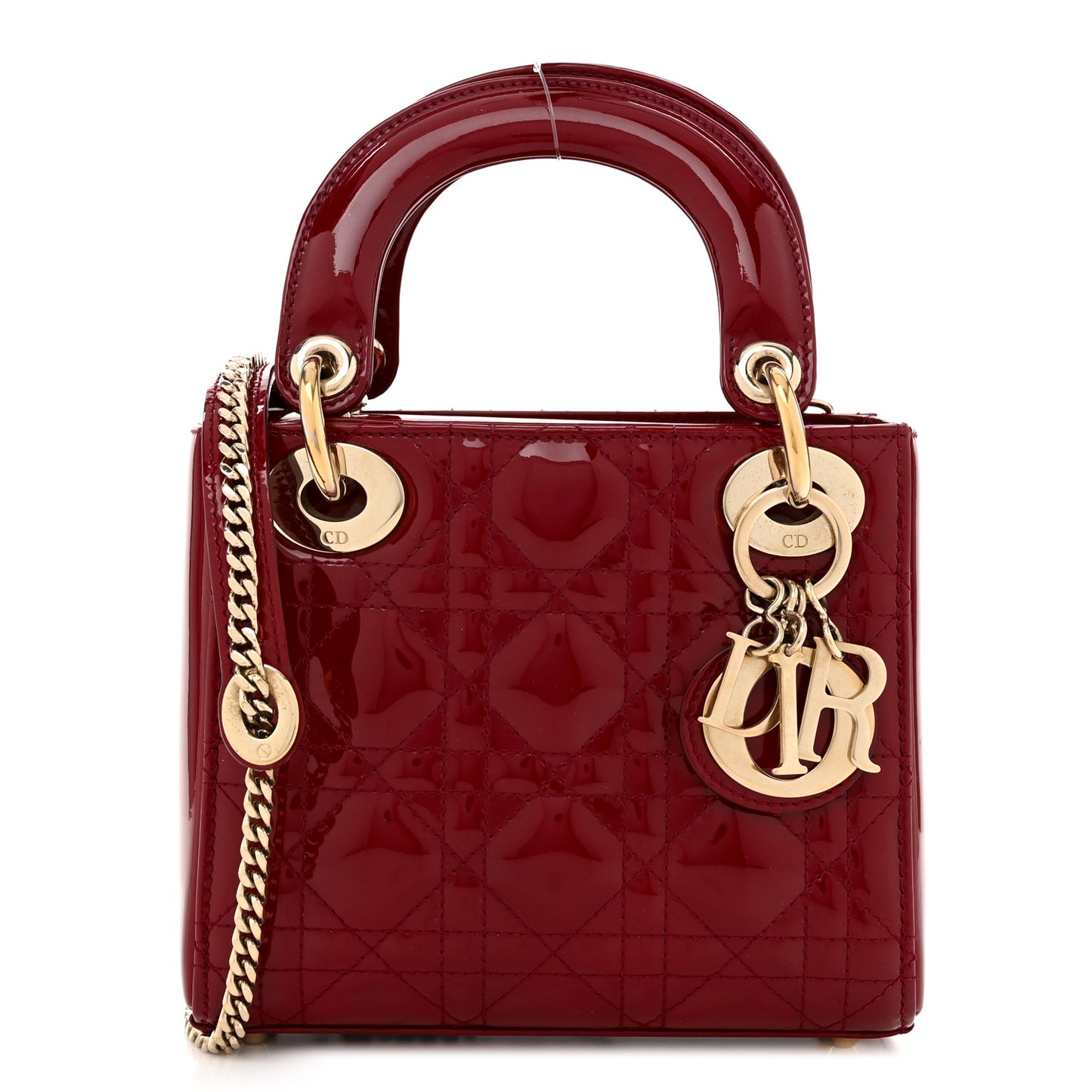 Patent Cannage Mini Lady Dior Red